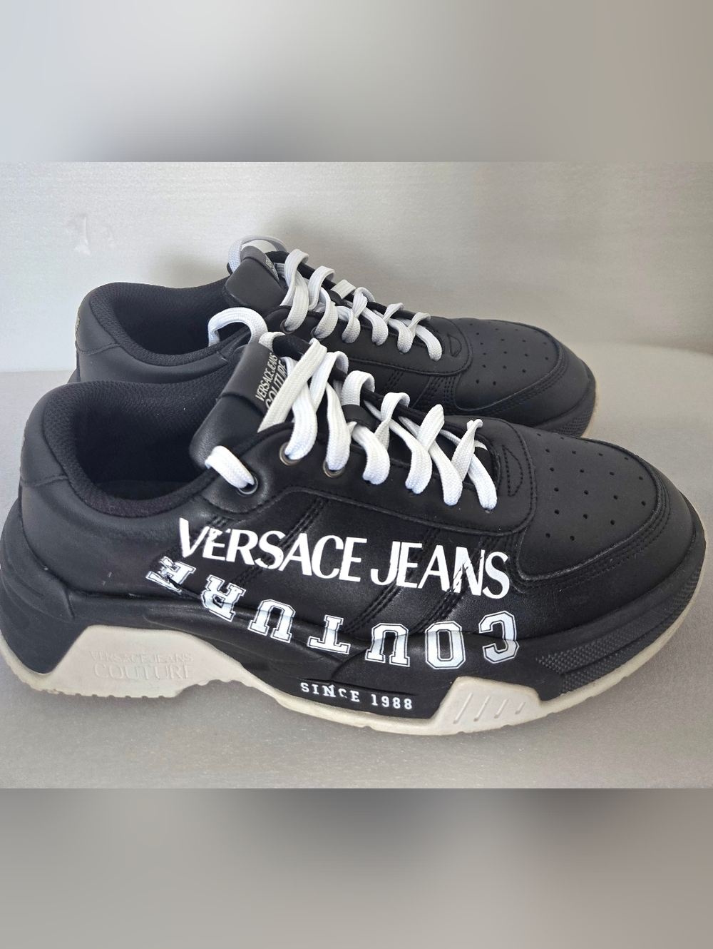 Versace Jeans Collection Black Men's Sneakers with White Accents